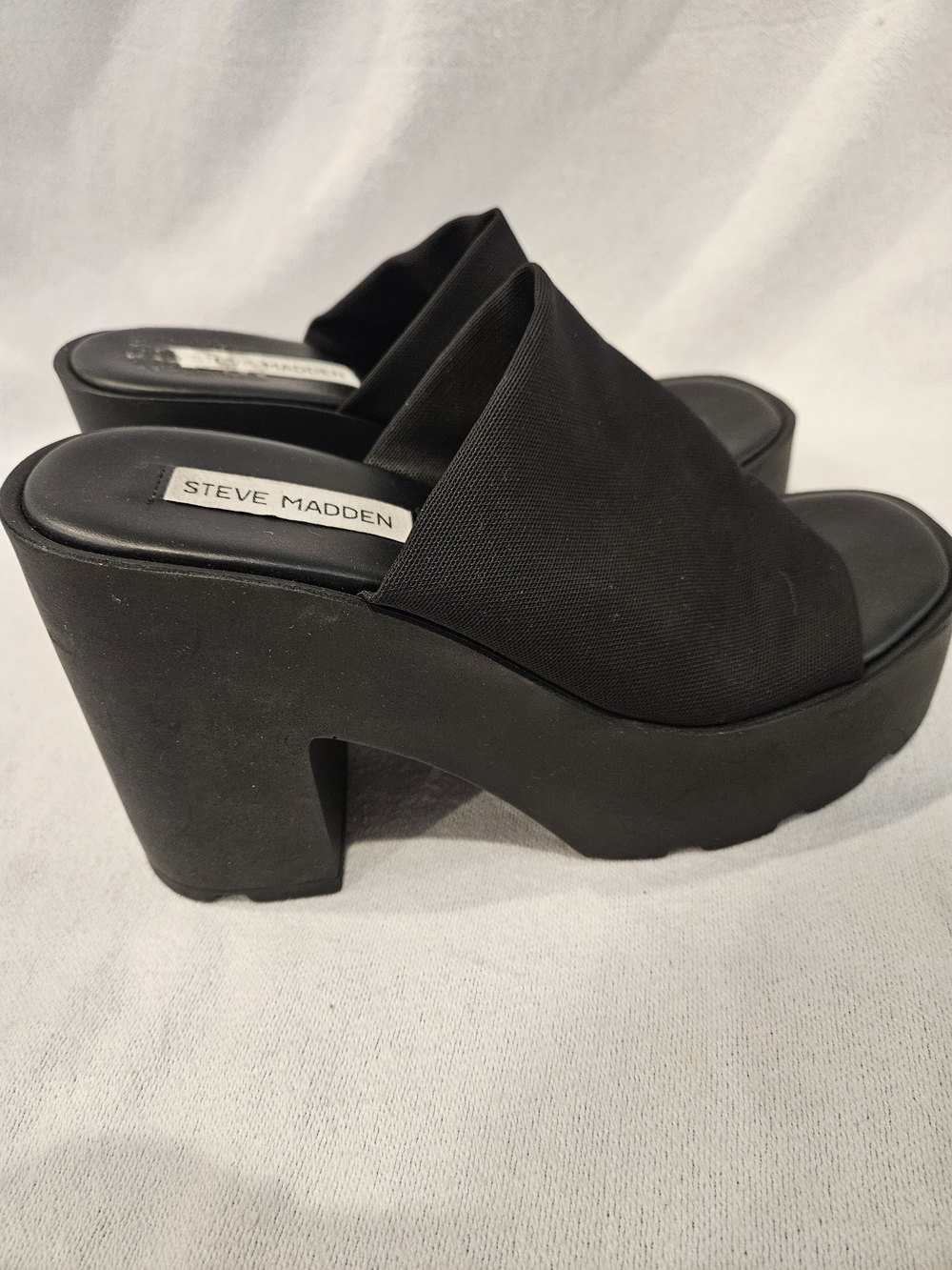 Steve Madden 37 Black Platform Slide Sandals Italy 90s Slinky 30 Mules 6.5 Y2K - Picture 6 of 7